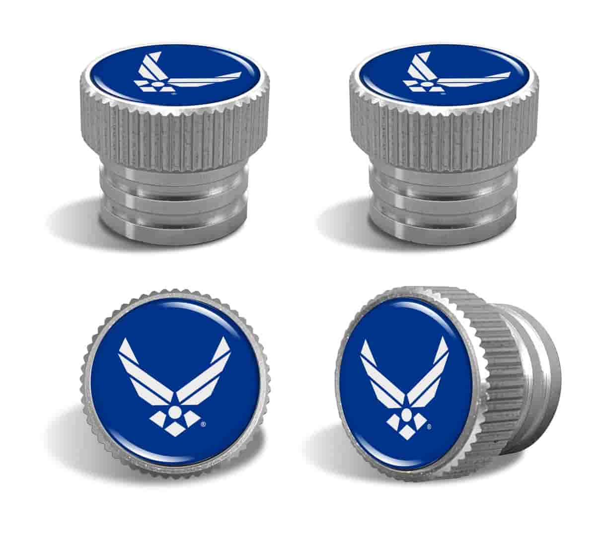 U.S. Air Force Tire Valve Stem Caps – Silver Aluminum Set of 4